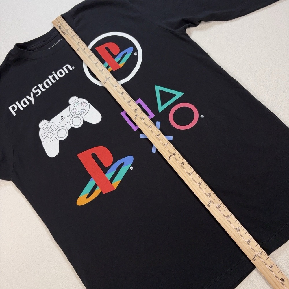 PlayStation Graphic T-Shirt M Black 100% Cotton Sony Video Game Y2K Spellout - Picture 8 of 16